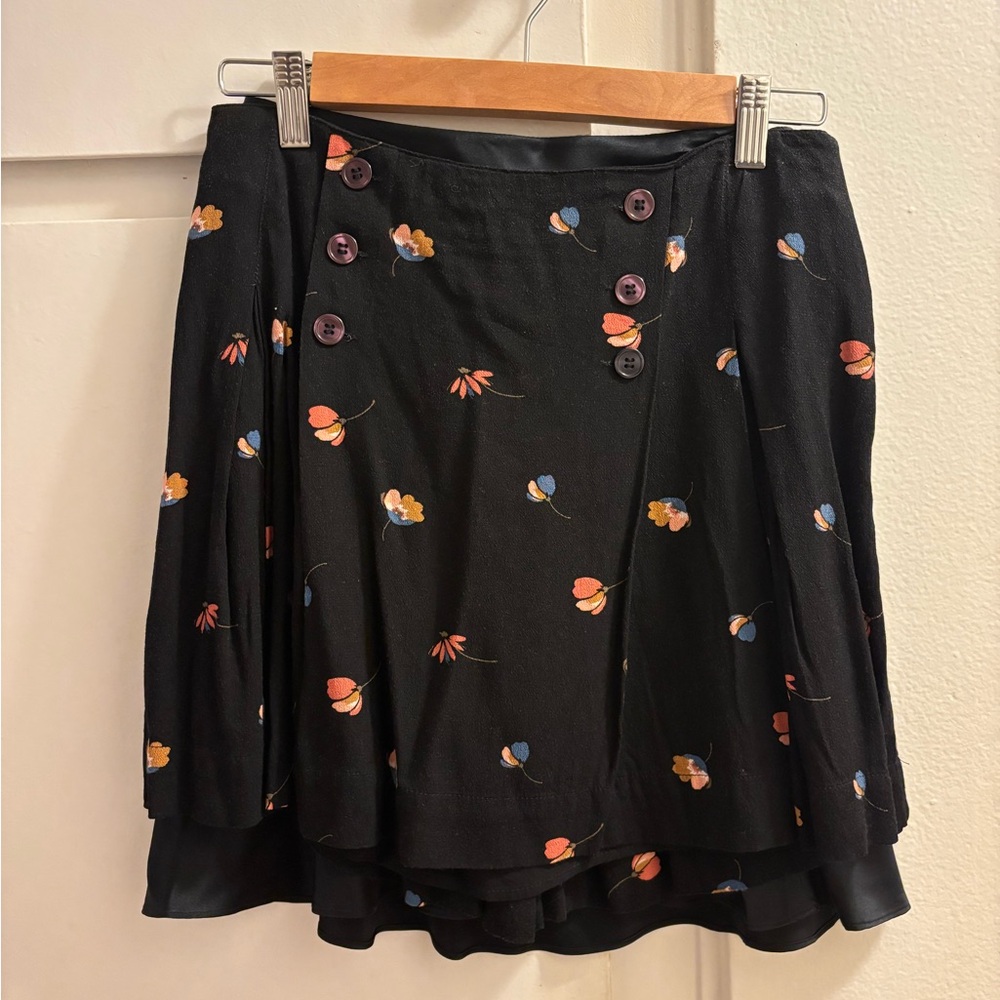 FREE PEOPLE | Floral Black Skirt